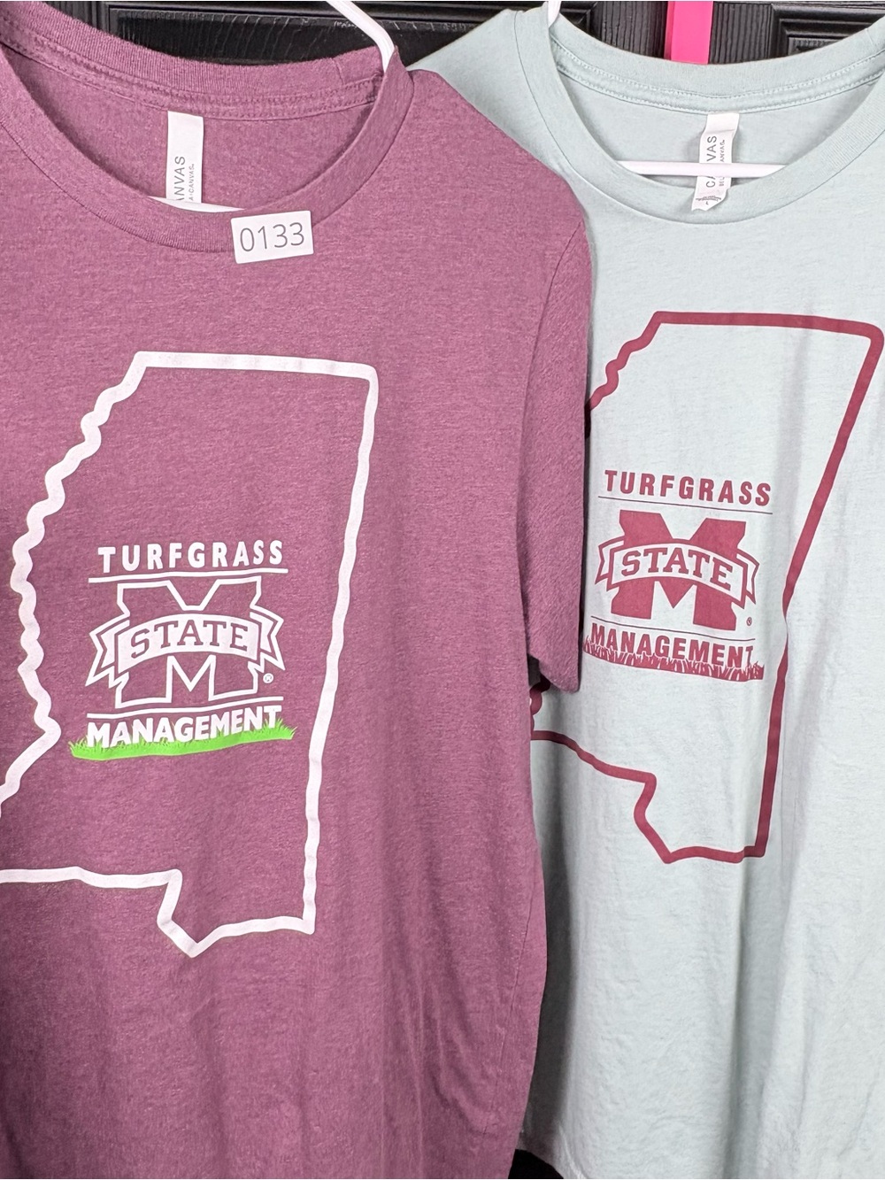 2 Bella Canvas Mississippi State Maroon/Mint Turfgrass Management Graphic Tees